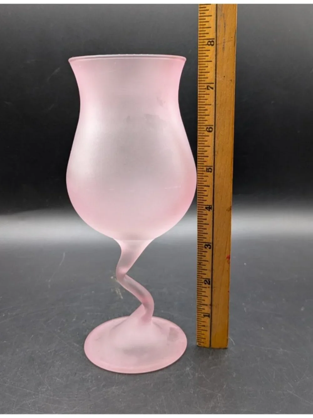 Libbey Satin Frosted Pastel Z Stem Cocktail Glass Water Goblets 12 oz Set of 6